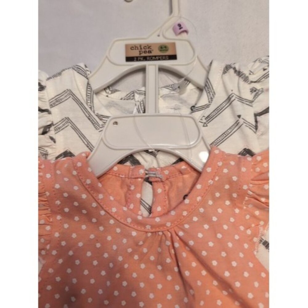 Baby Girls Size 6-9 Mos. Chick Pea Brand NWT Set Of 2 Sleeveless Summer Rompers